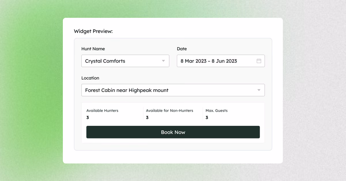 booking system for guided hunting trips