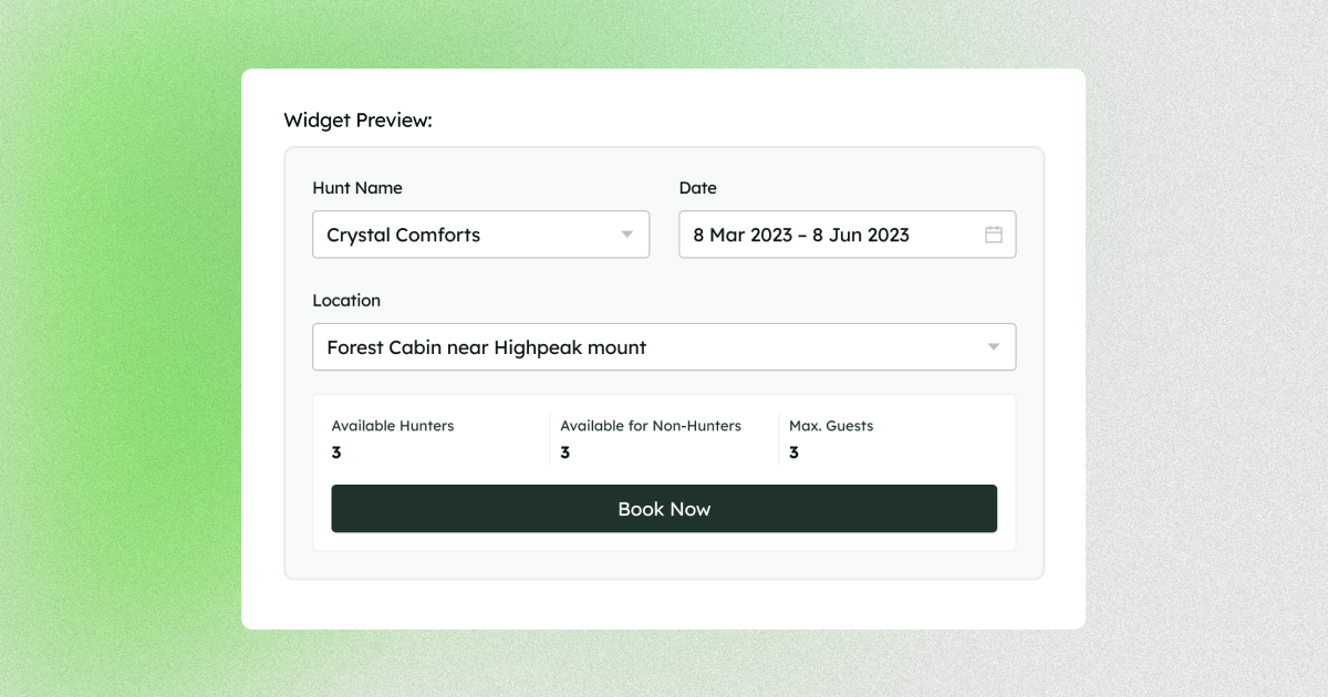 booking system for guided hunting trips
