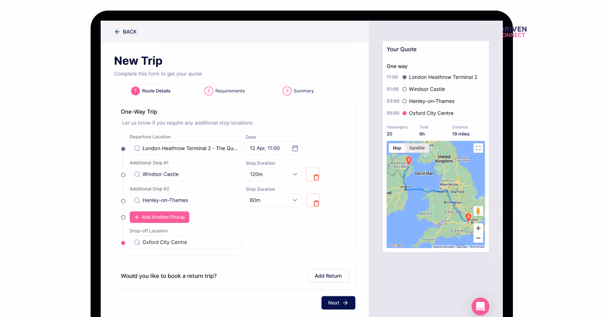 coach and minibus booking system