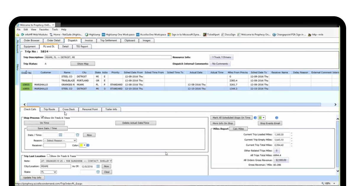 Prophesy Dispatch Software