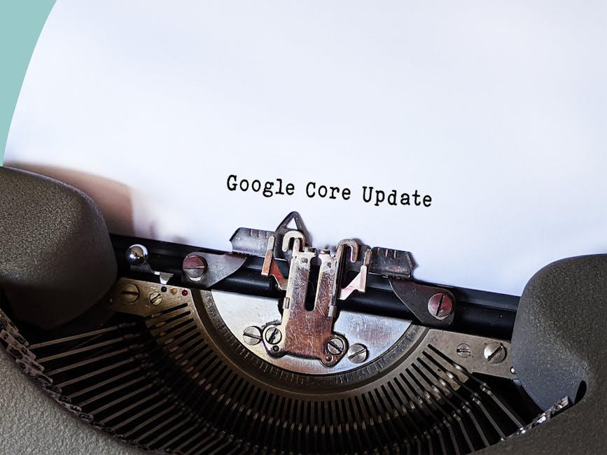 Close-up of a typewriter typing 'Google Core Update' on paper, symbolizing digital advancement.. Photo by Damien Lusson on Pexels