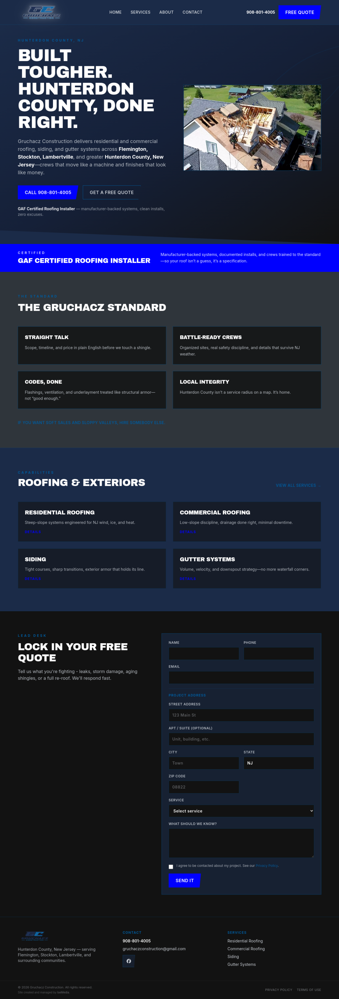 Gruchacz Construction website by IseMedia