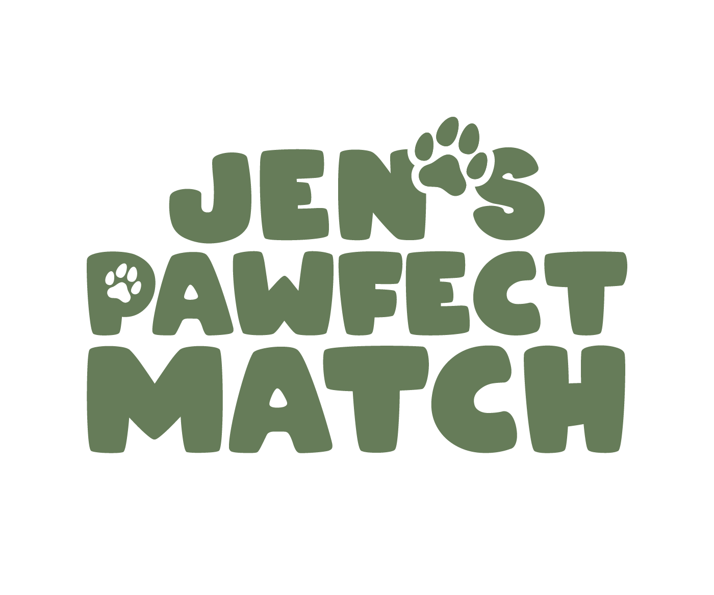 Graphic of Jen's Pawfect Match company name