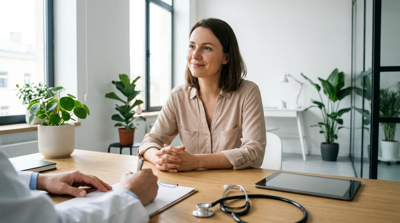 Femme en consultation médicale pour un problème capillaire