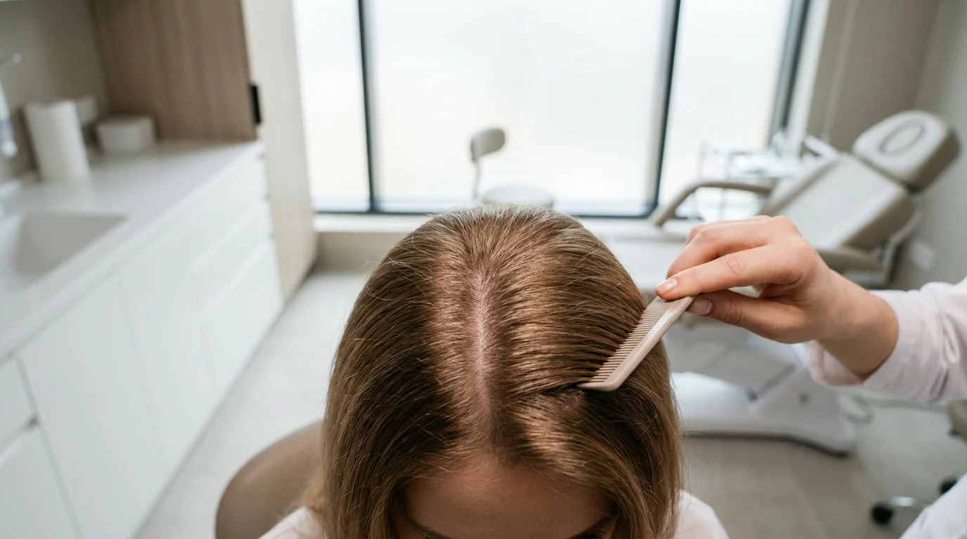 Résultat de densité capillaire chez une femme après séances de PRP enrichi