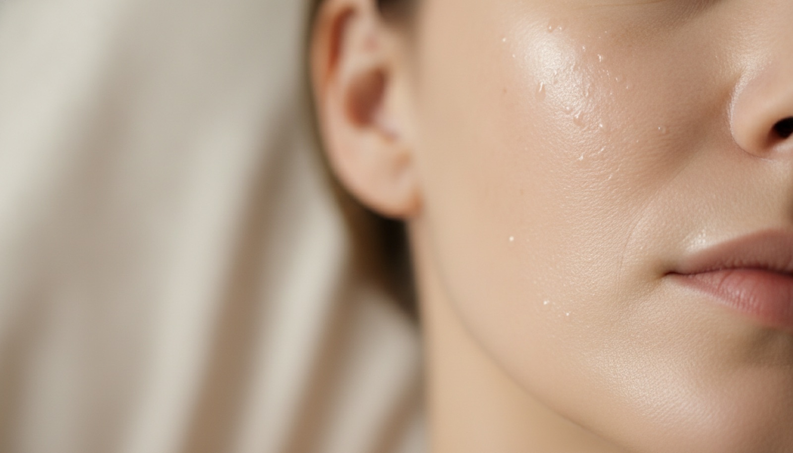 Séance de skinbooster avec micro-injections d'acide hyaluronique fluide sur la joue d'une patiente