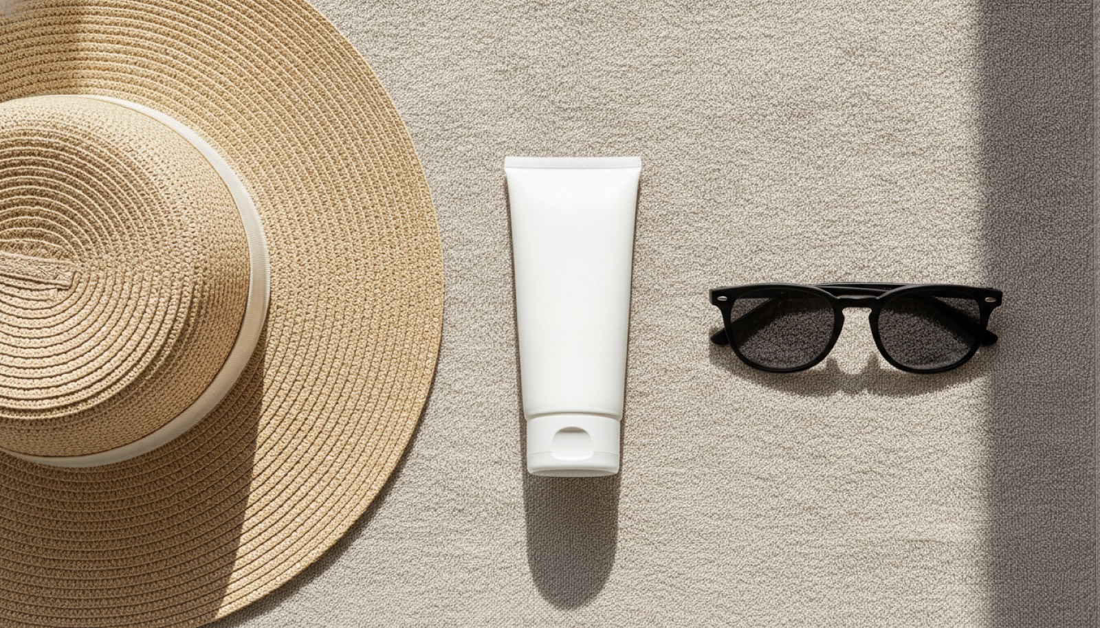 Femme appliquant une crème solaire SPF 50 sur ses jambes à la plage après un protocole laser