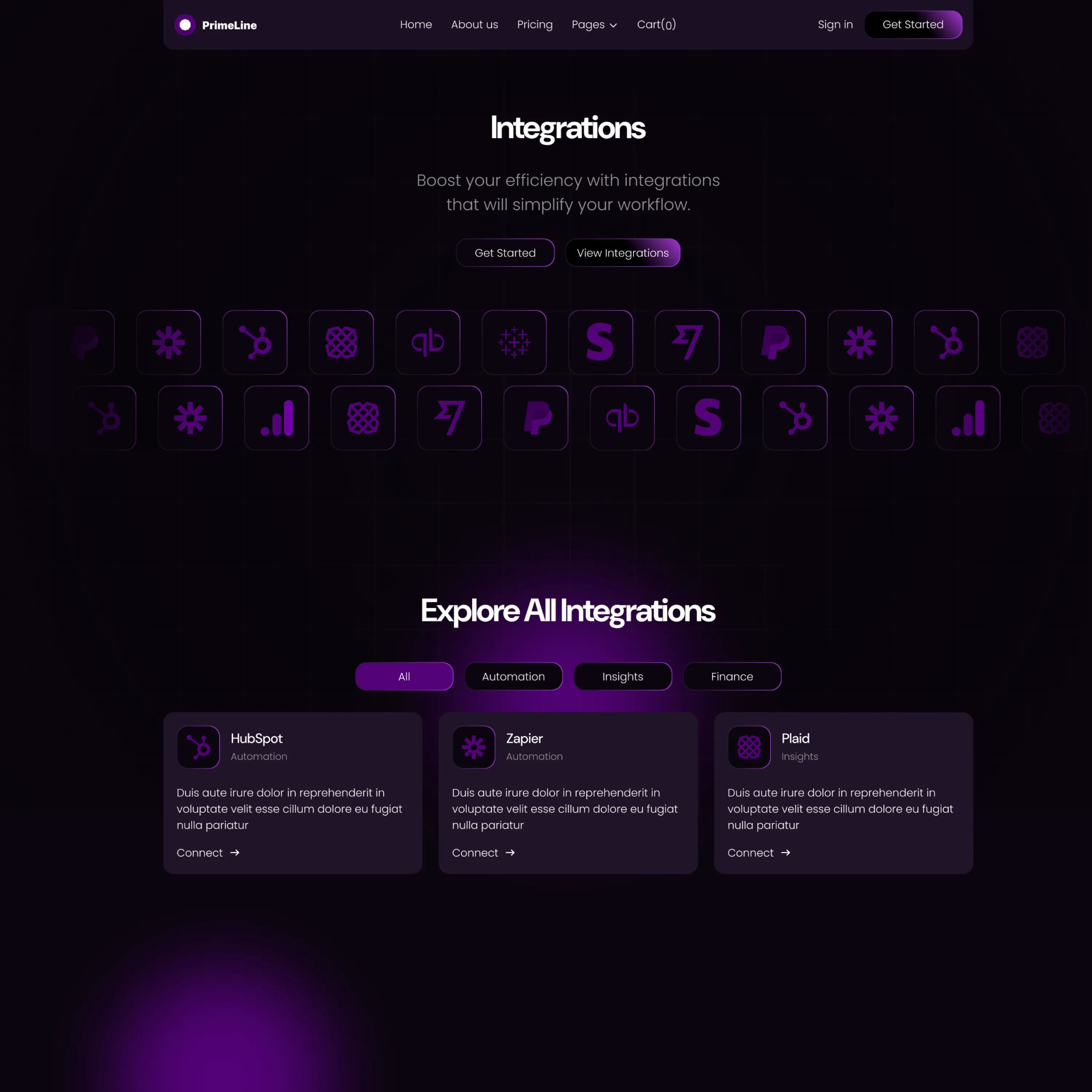 integrations screenshot
