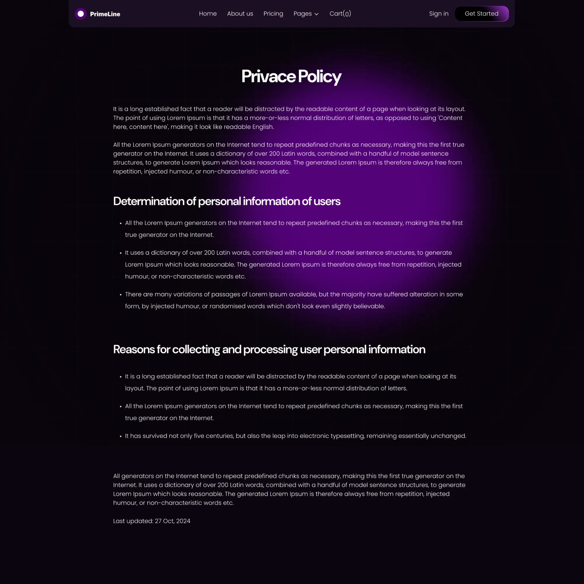 privacy policy screenshot
