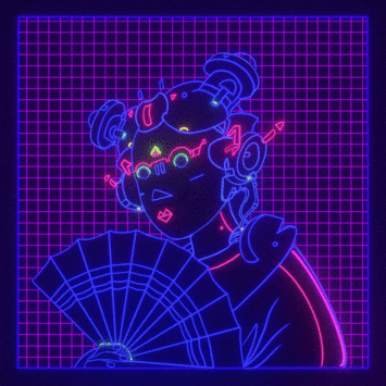 Geisha Eating Candy Neon	