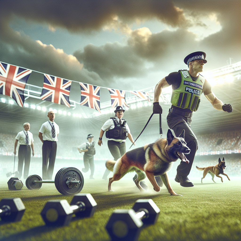 IGP handler and Malinois heeling with focus past distractions on a UK trial field