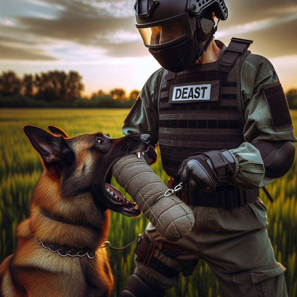 UK trainer shaping a calm full grip with a Malinois on a bite sleeve during IGP practice