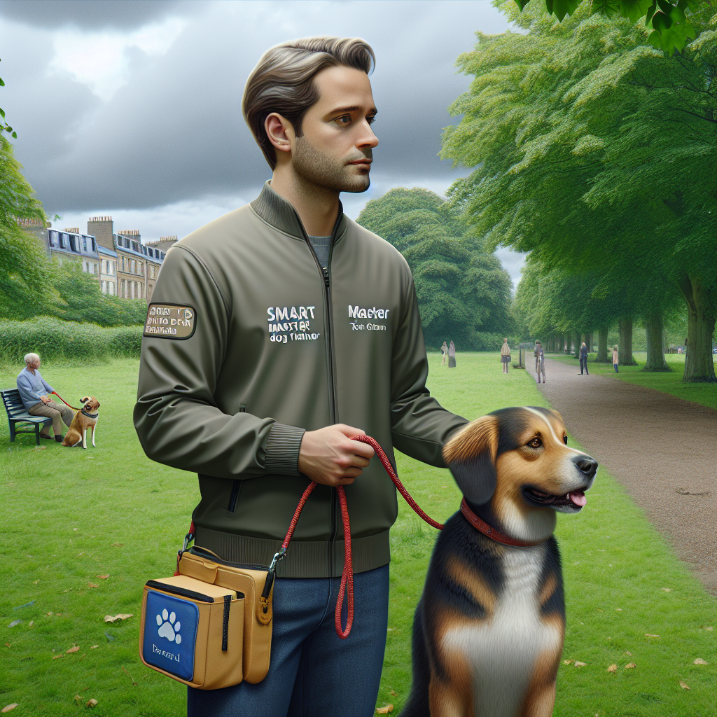 SMDT guiding a dog through heel work and recall in a Batley park