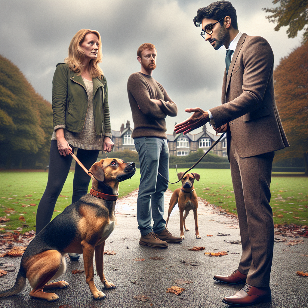 Trainer guiding a family and their dog on lead work and recall in a Preston park