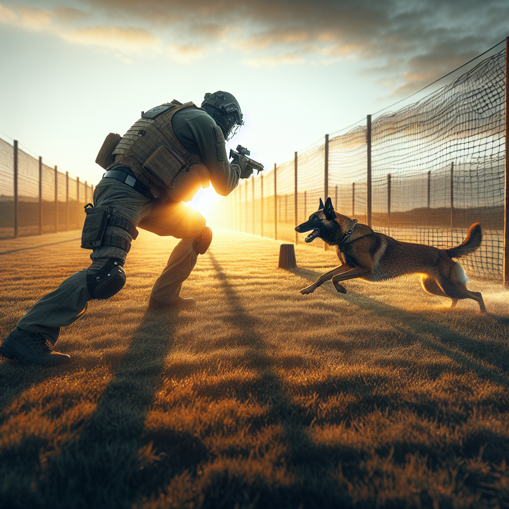 IGP decoy demonstrating precise strategic movement while presenting a sleeve to a focused Malinois on a UK field