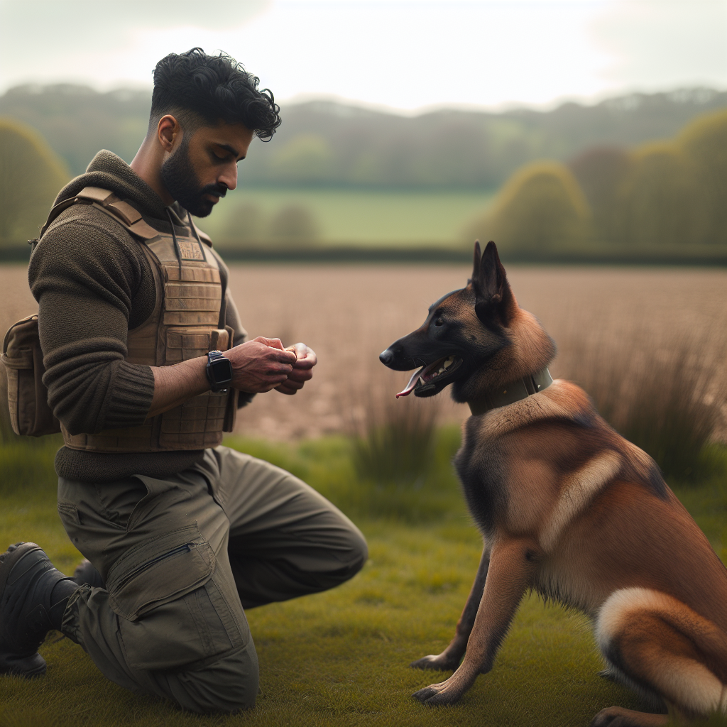 SMDT trainer rebuilding a Malinois dog’s confidence after a trial in a quiet UK field