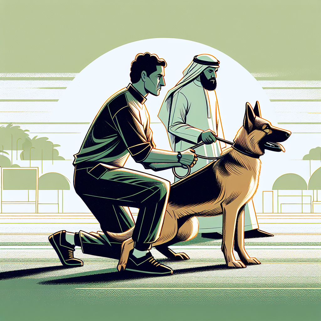 Handler and working dog perform a precise back transport turn behind a helper on grass