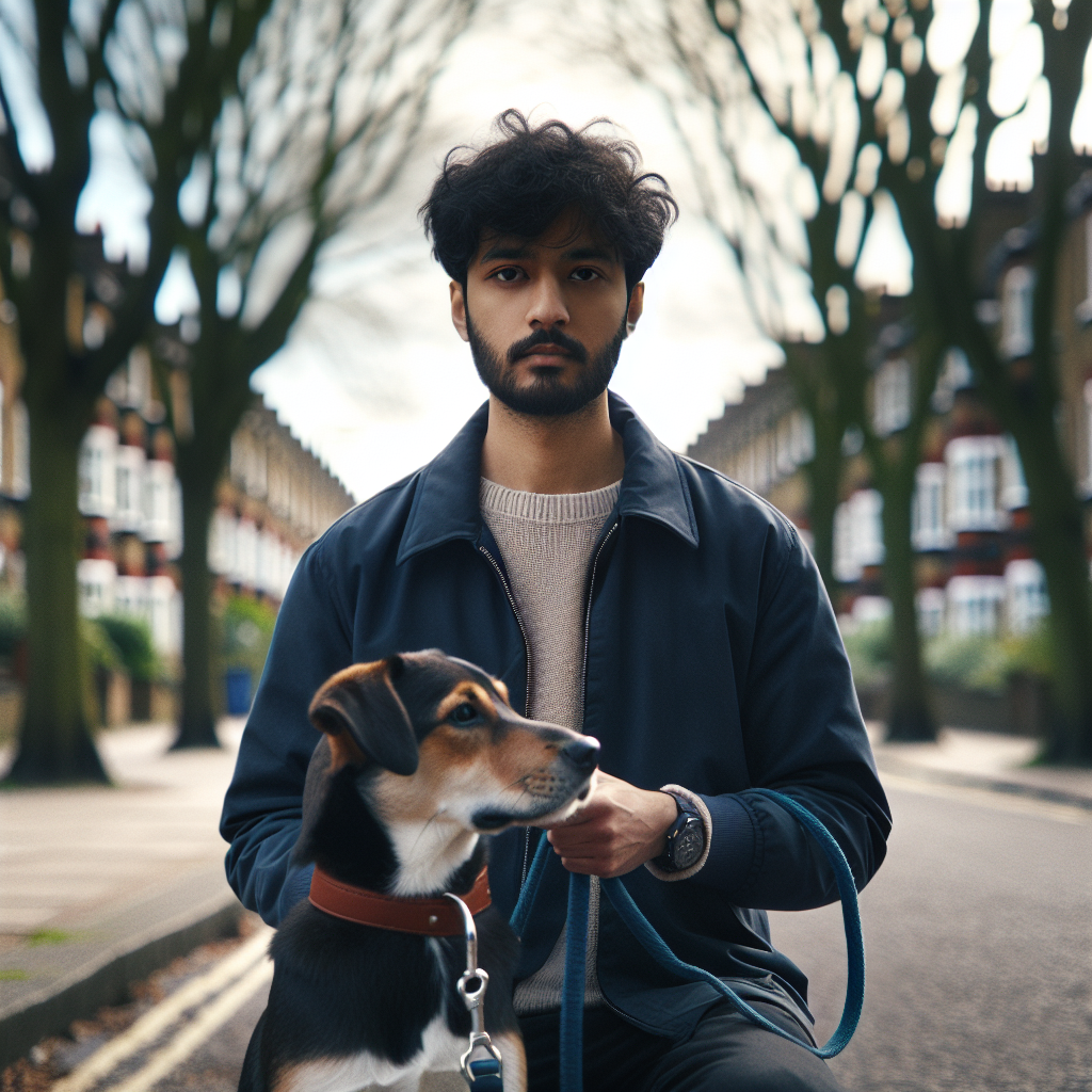 Smart Dog Training instructor guiding a dog on a loose lead along a Newham street