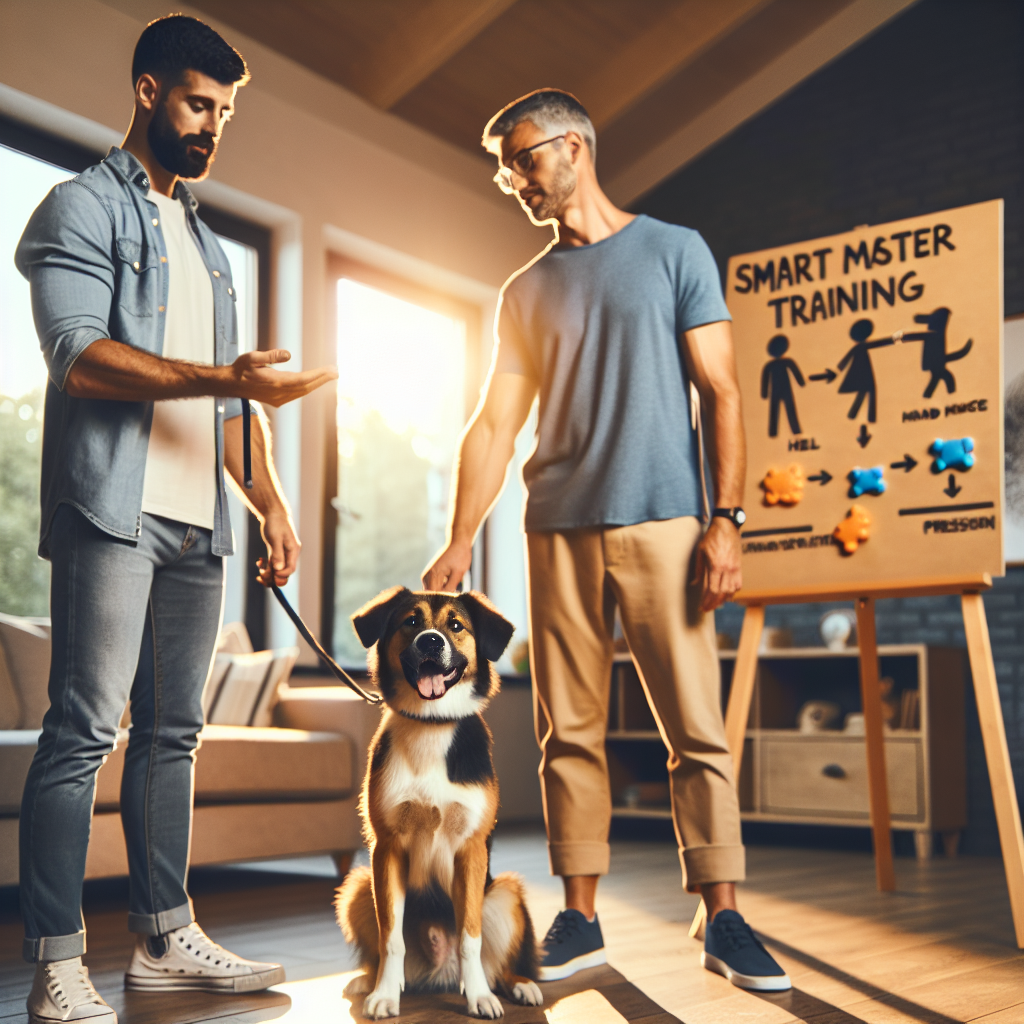 SMDT guiding a family dog through heel and place with clear, calm handling in a UK home