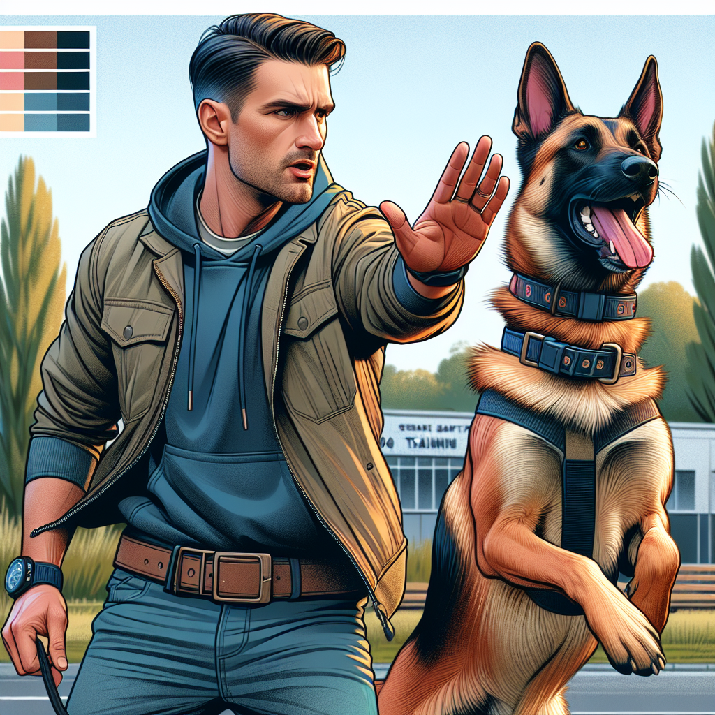Trainer using voice cues to recall a focused Belgian Malinois in a UK park