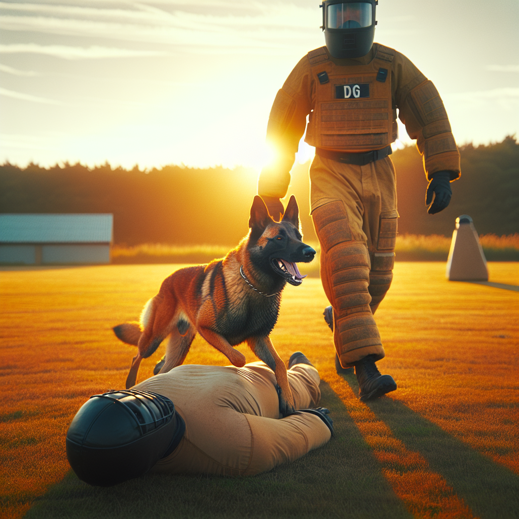 Malinois heeling past a passive decoy on a UK IGP field with handler focus