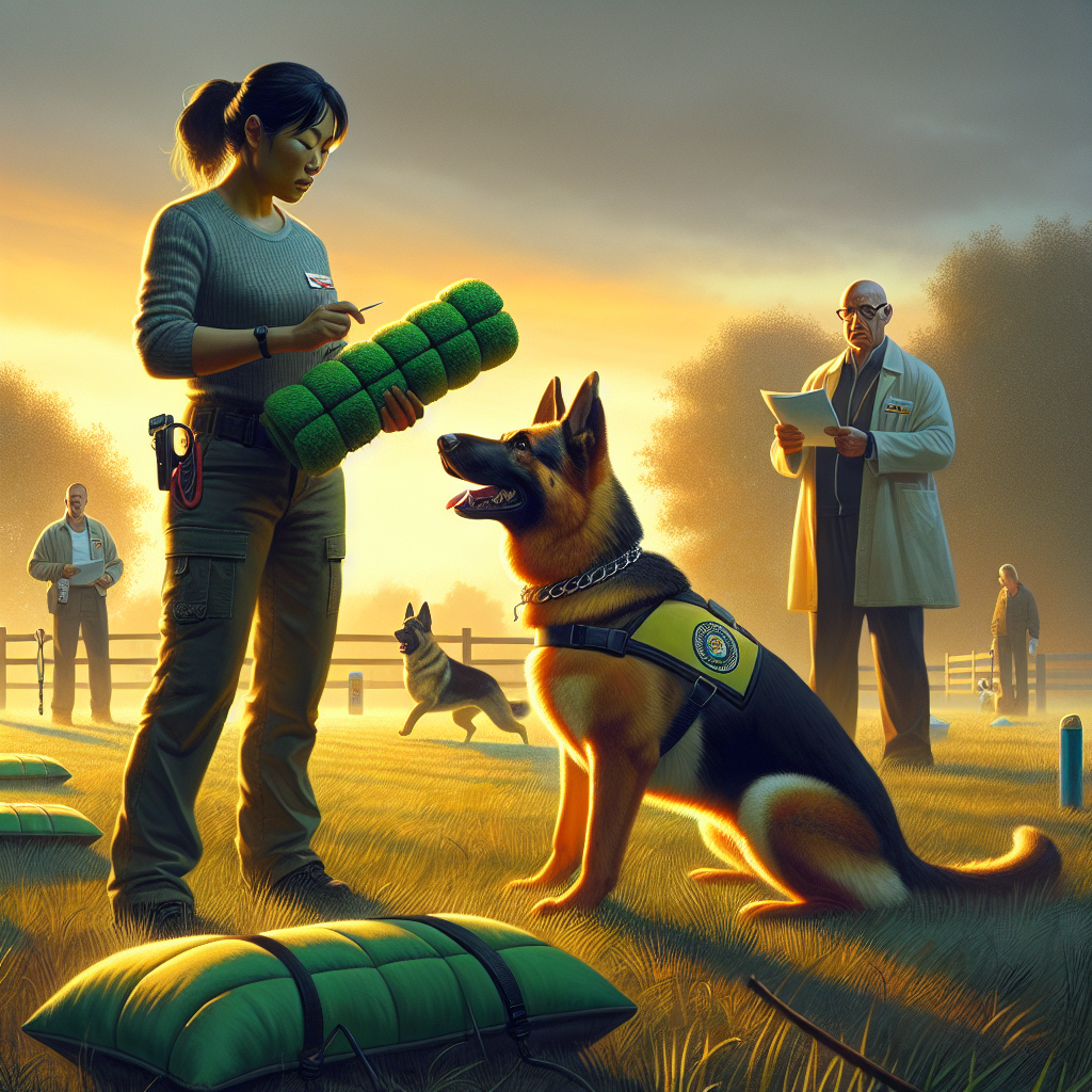 Helper presenting a clean sleeve target to a focused German Shepherd during prep season on a UK field