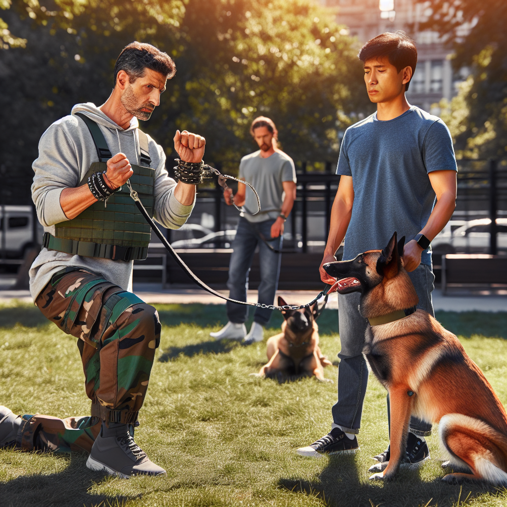 Trainer coaching dog and owner through phase-specific focus with heel and reward in a UK park
