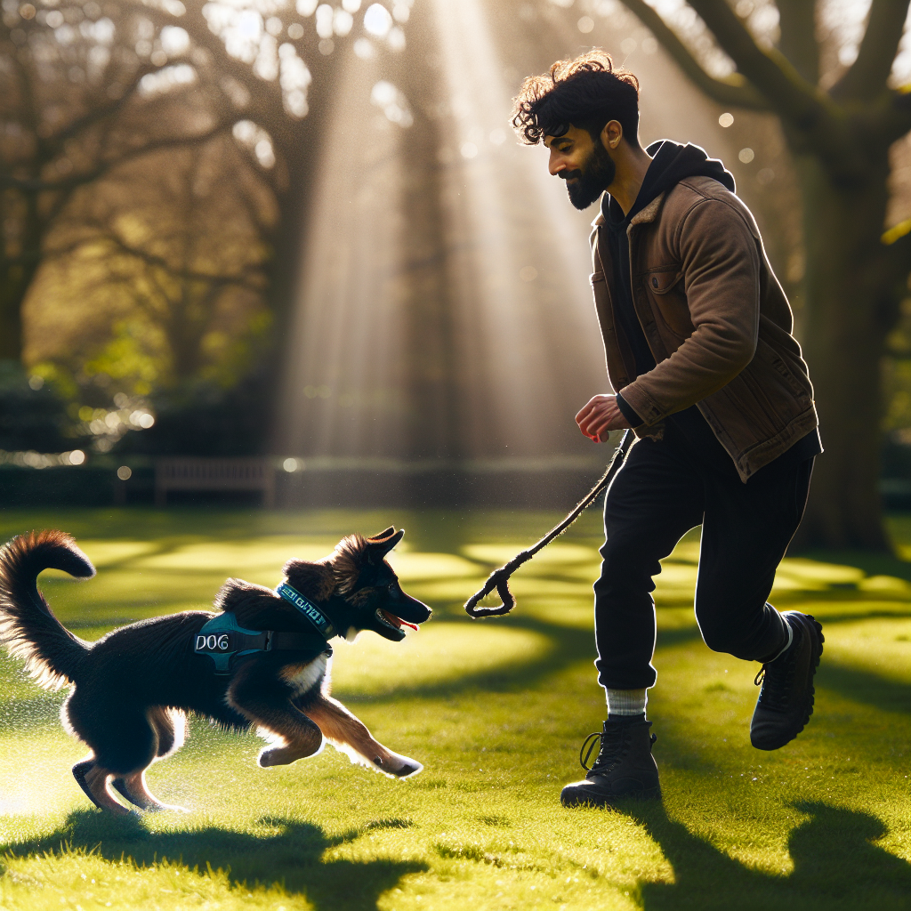 UK trainer guiding a long line recall as a dog turns and runs straight in