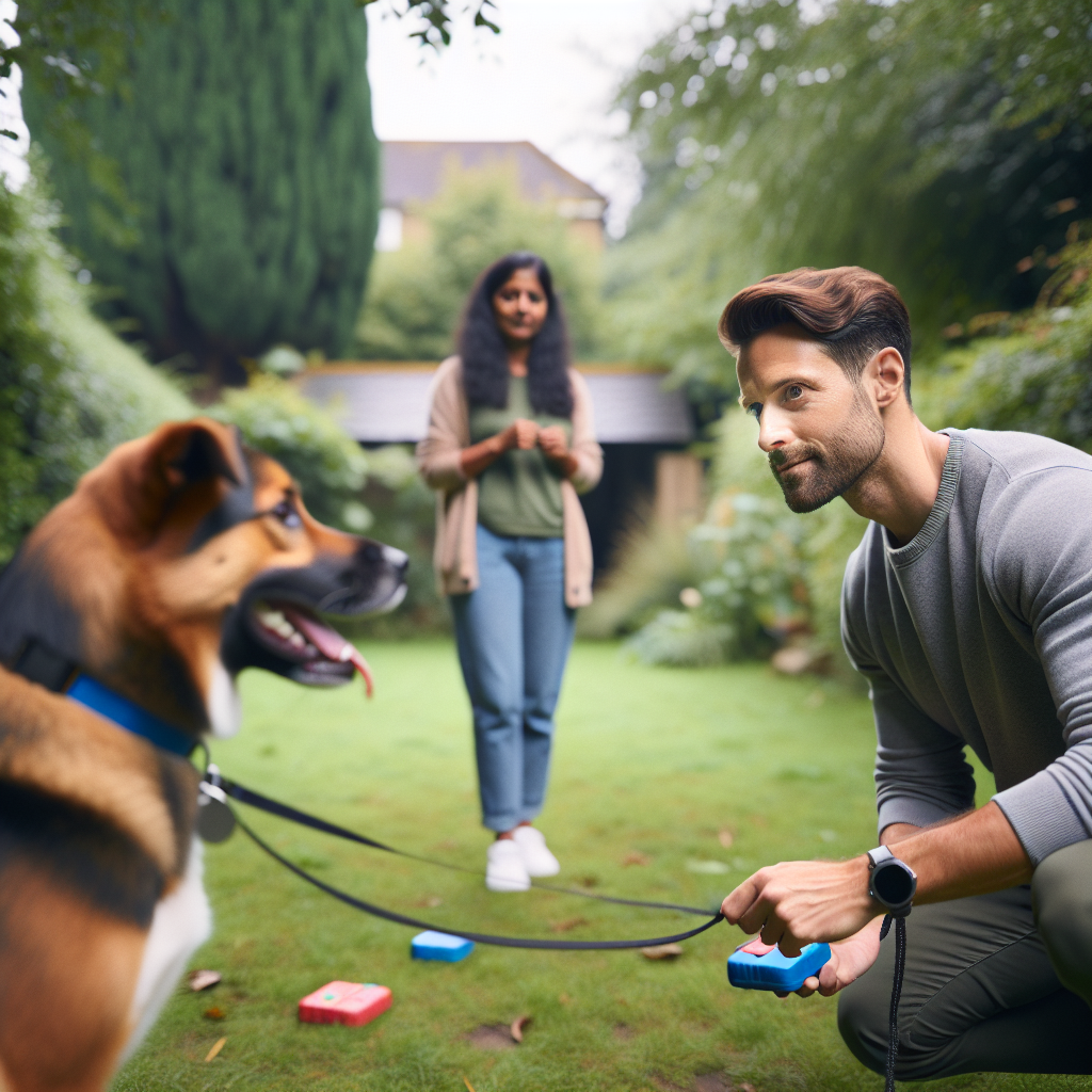 Smart trainer building engagement with a mixed breed dog in a quiet UK park