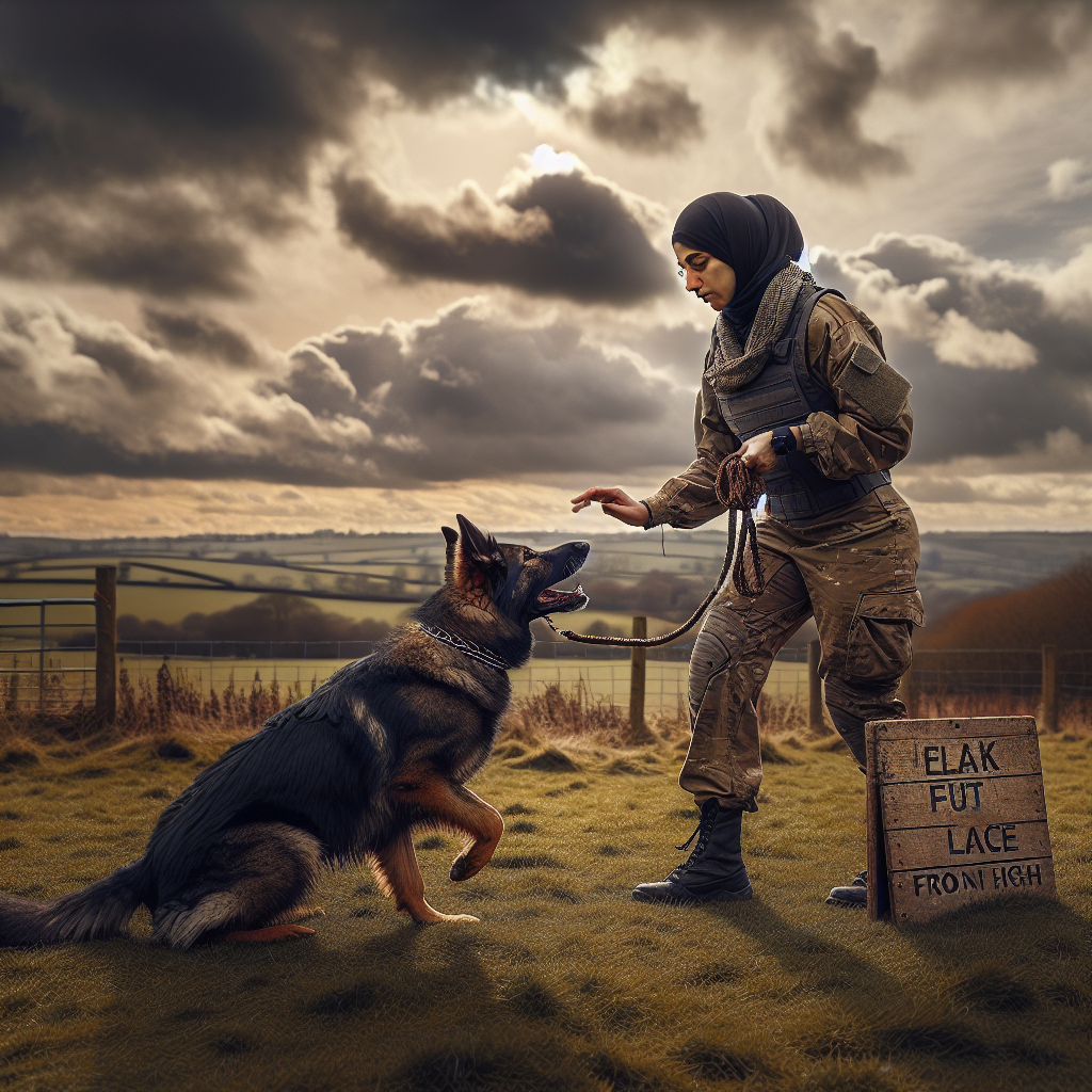 Trainer running an IGP obedience drill stack with a focused German Shepherd on a UK field