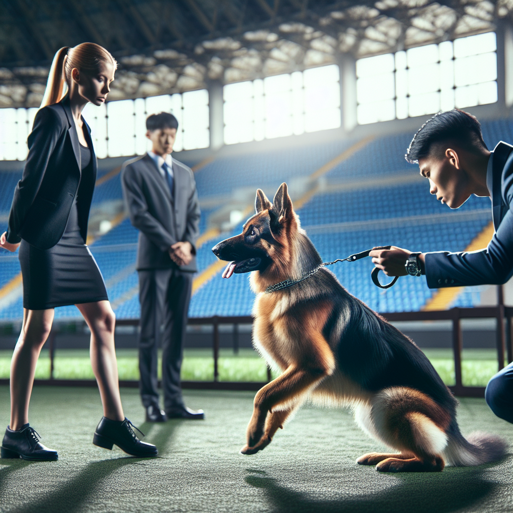 IGP judge observing heelwork as handler and German Shepherd show focus and neutrality