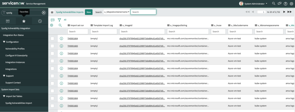 Sysdig Secure/ServiceNow CVR