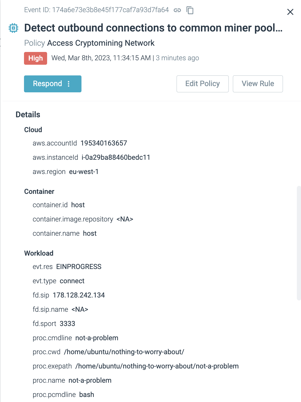Detect outbound connections SysdigSecure