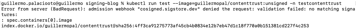 cosign run test kubectl 