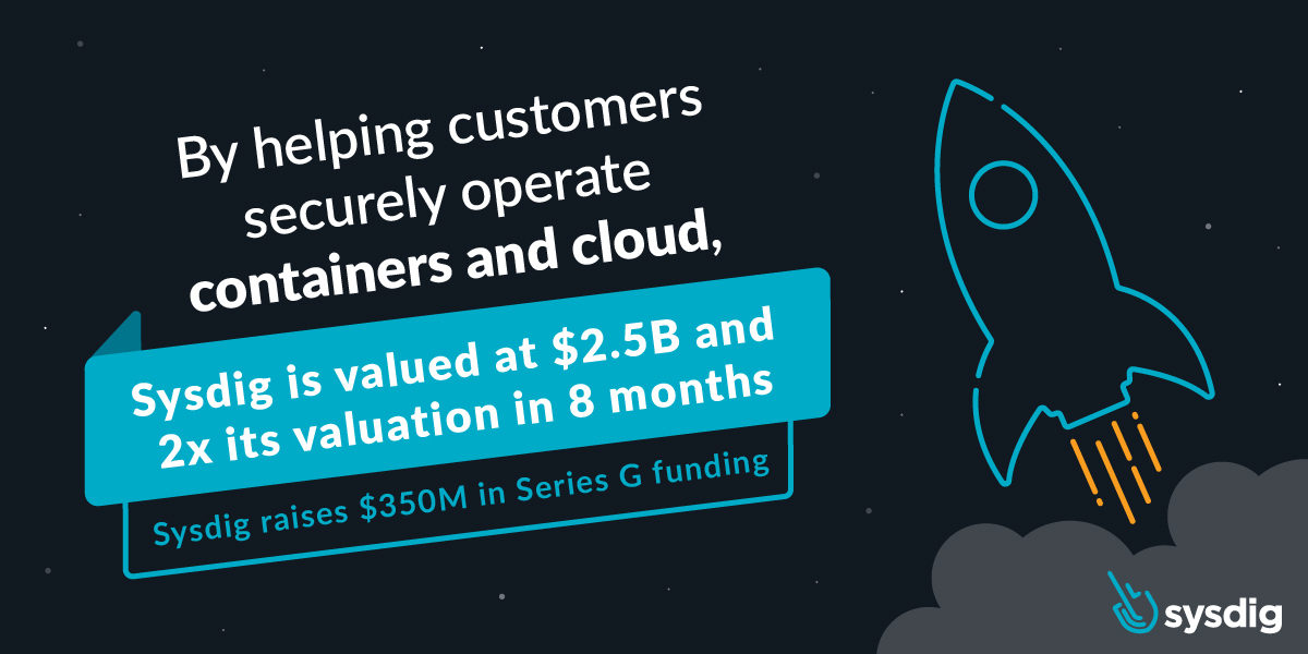 Sysdig, the leader in unified container and cloud security, raises $350M in Series G Financing at $2.5B Valuation