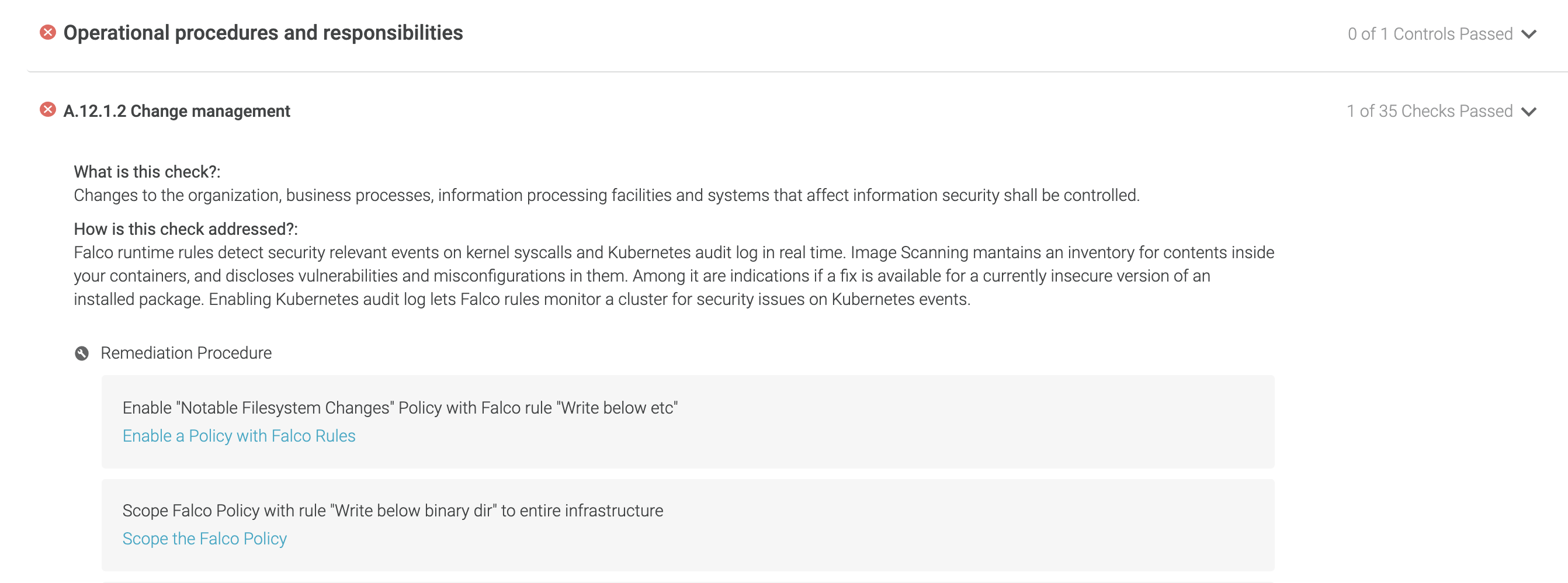 Example compliance fail check