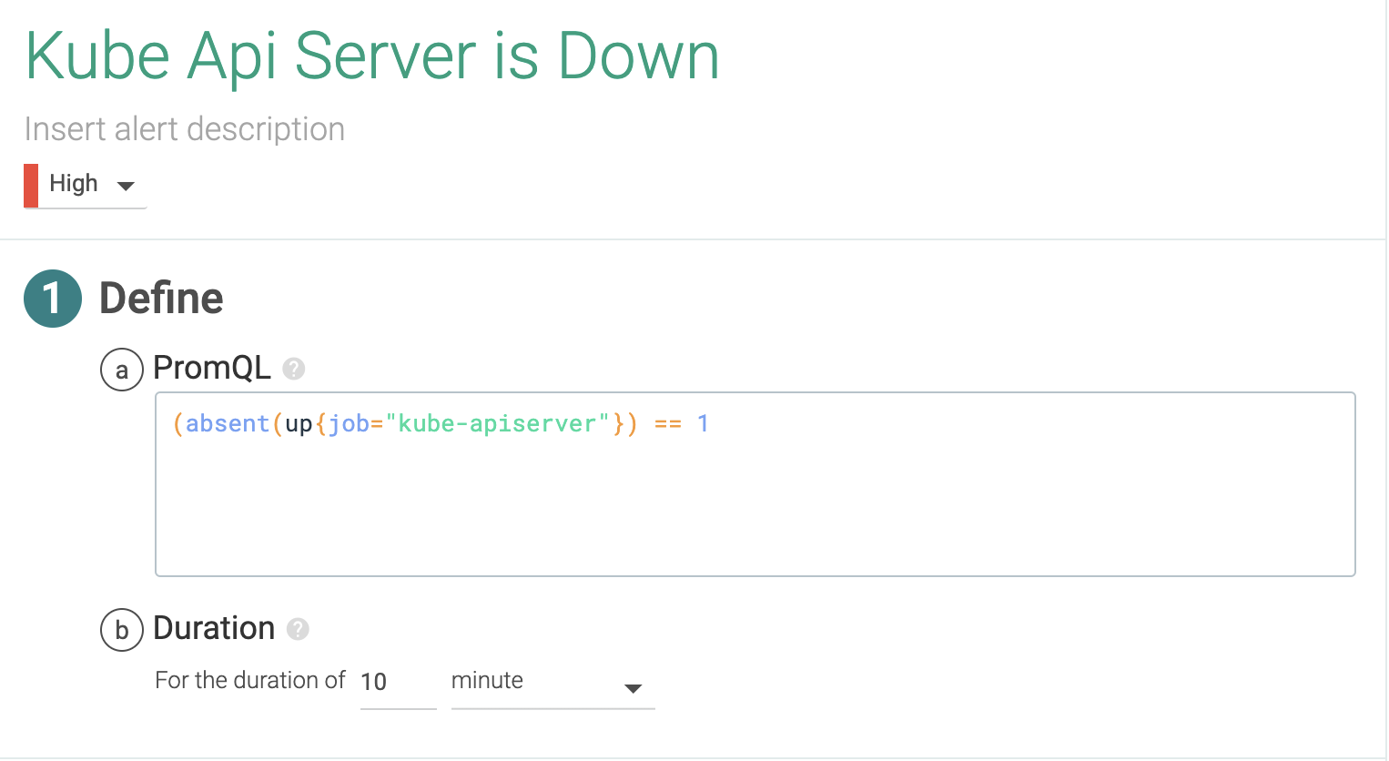 Example Kubernetes Alert: Kube apiserver is down