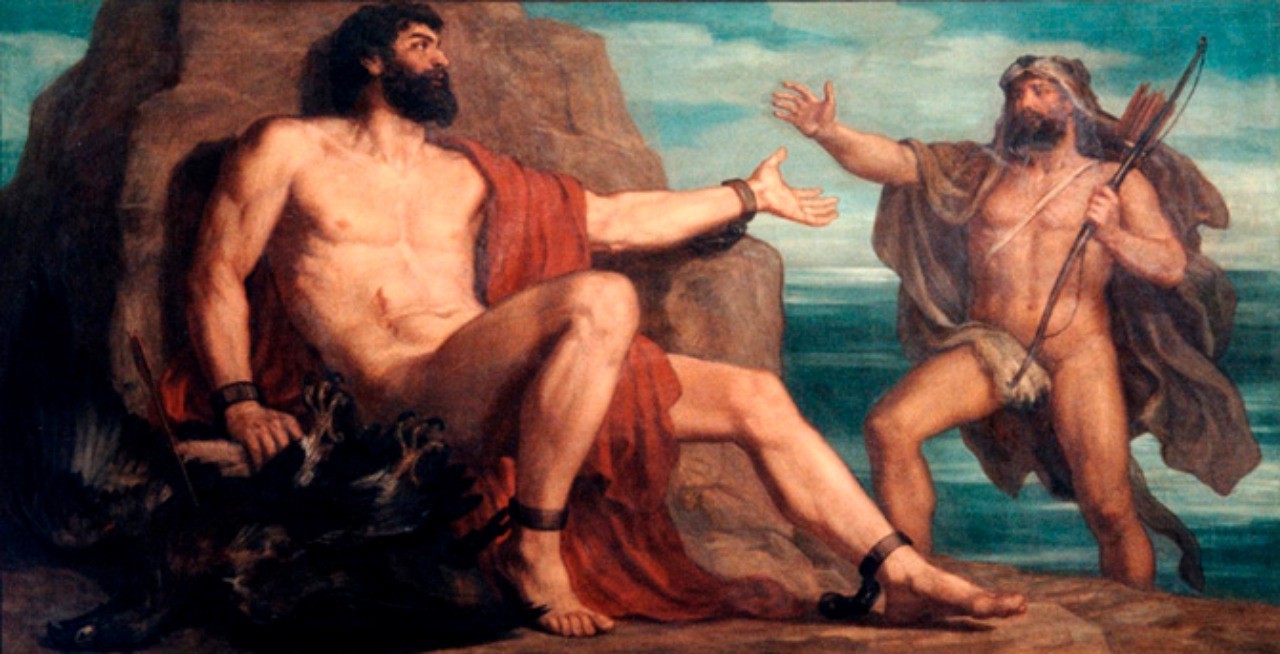 The titan Prometheus unchained by Hercules by Christian Griepenkerl