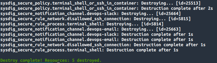 Resources remove successfully by Terraform