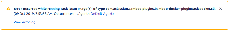 Error message in bamboo when a task fails