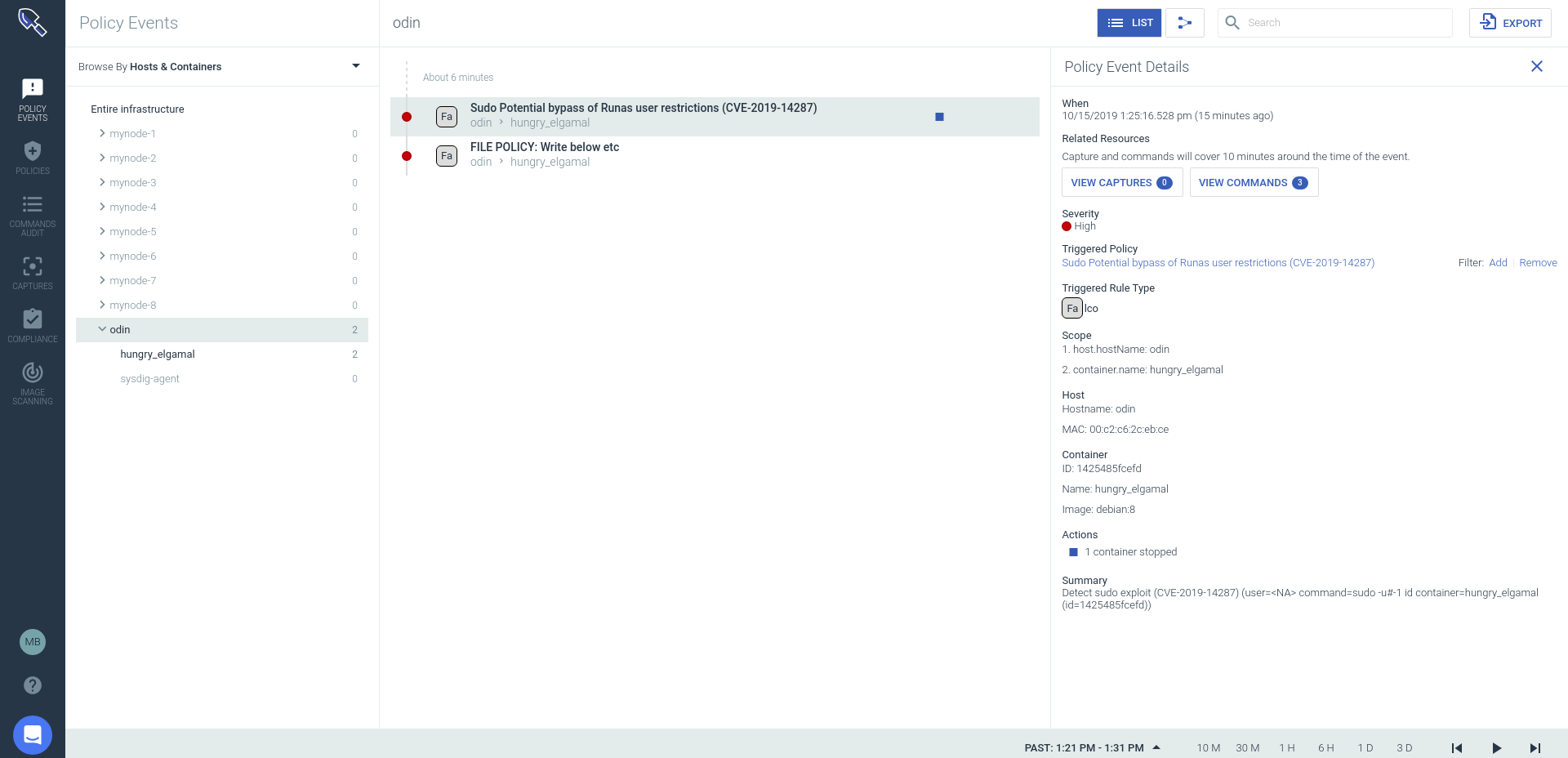 Event showing CVE-2019-14287 exploitation attempt has been detected