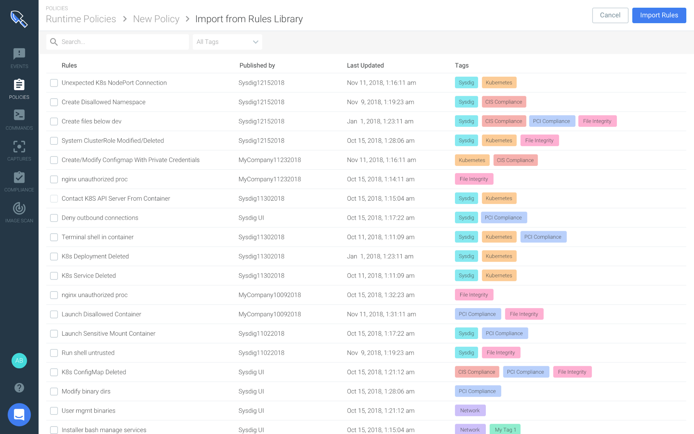 Creating a new security policy