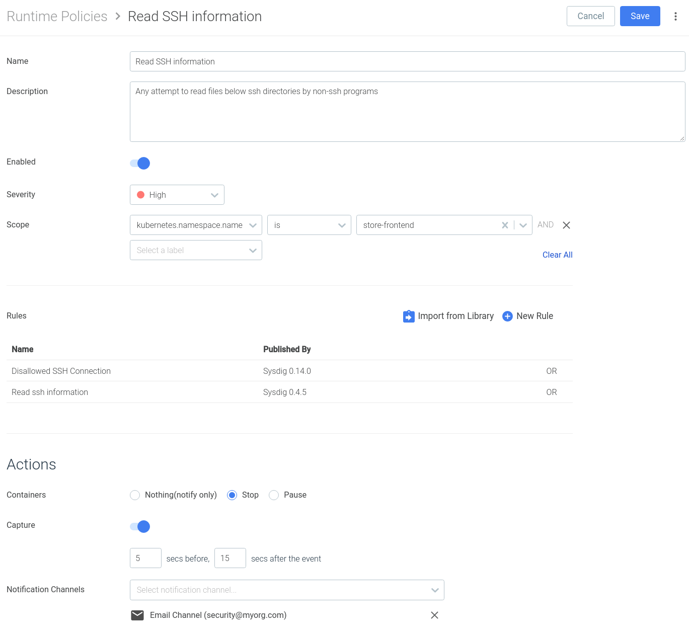 Runtime policy editor