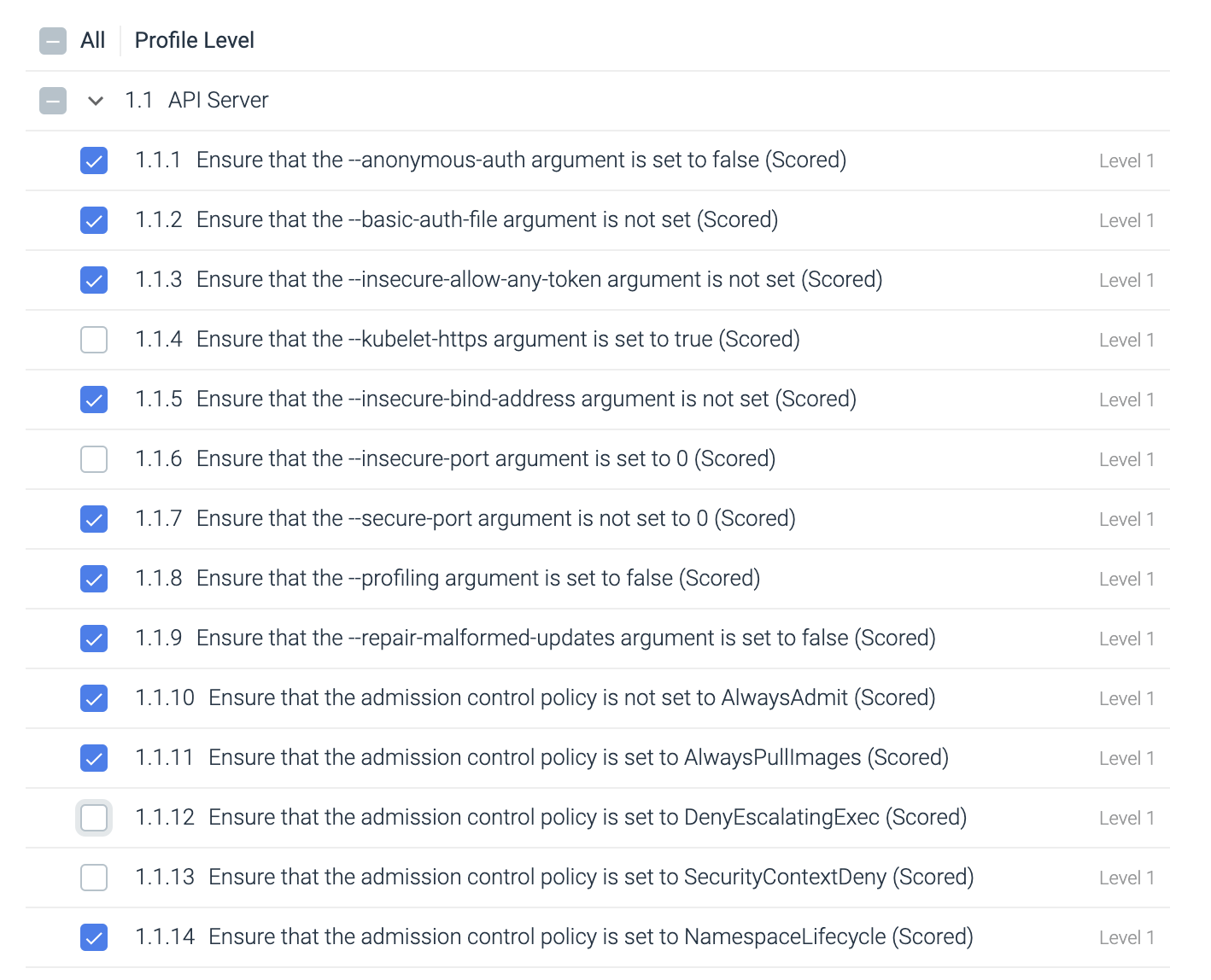 custom compliance filter choose tests