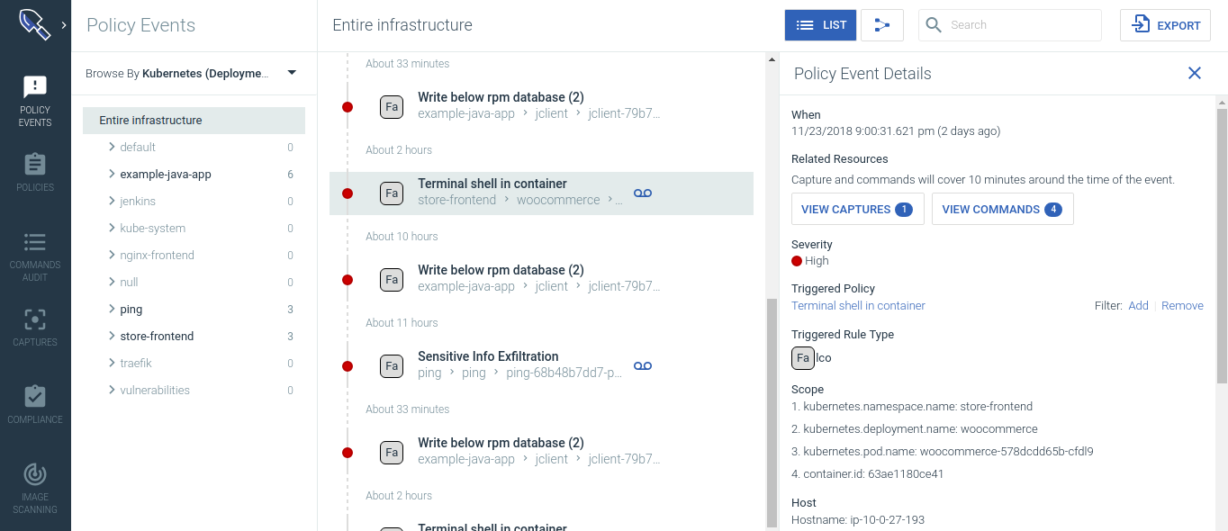 Sysdig Secure e2e security - security tools