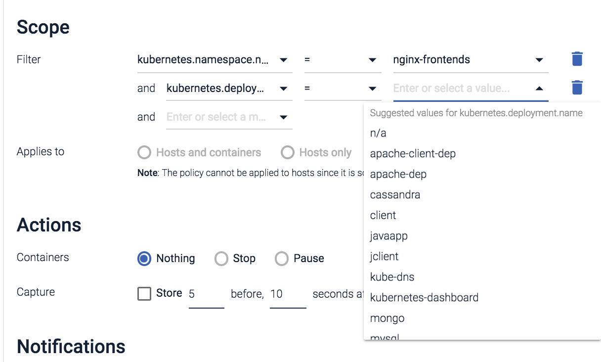 Sysdig Secure Policies