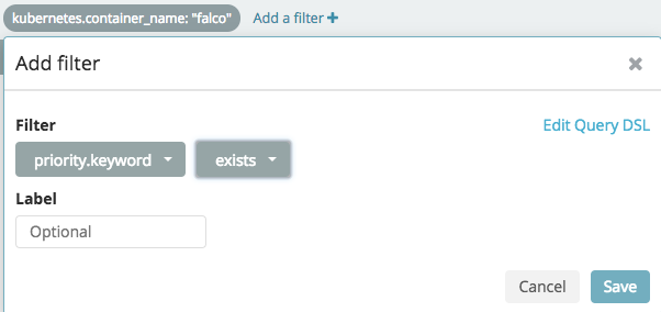 Kubernetes security event priority filter