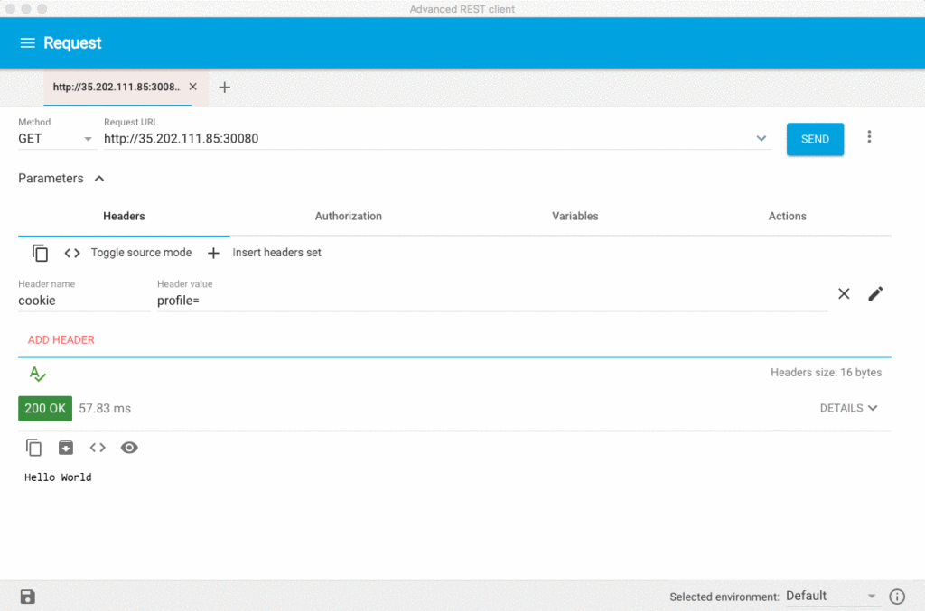 Running ls via a web request to a container