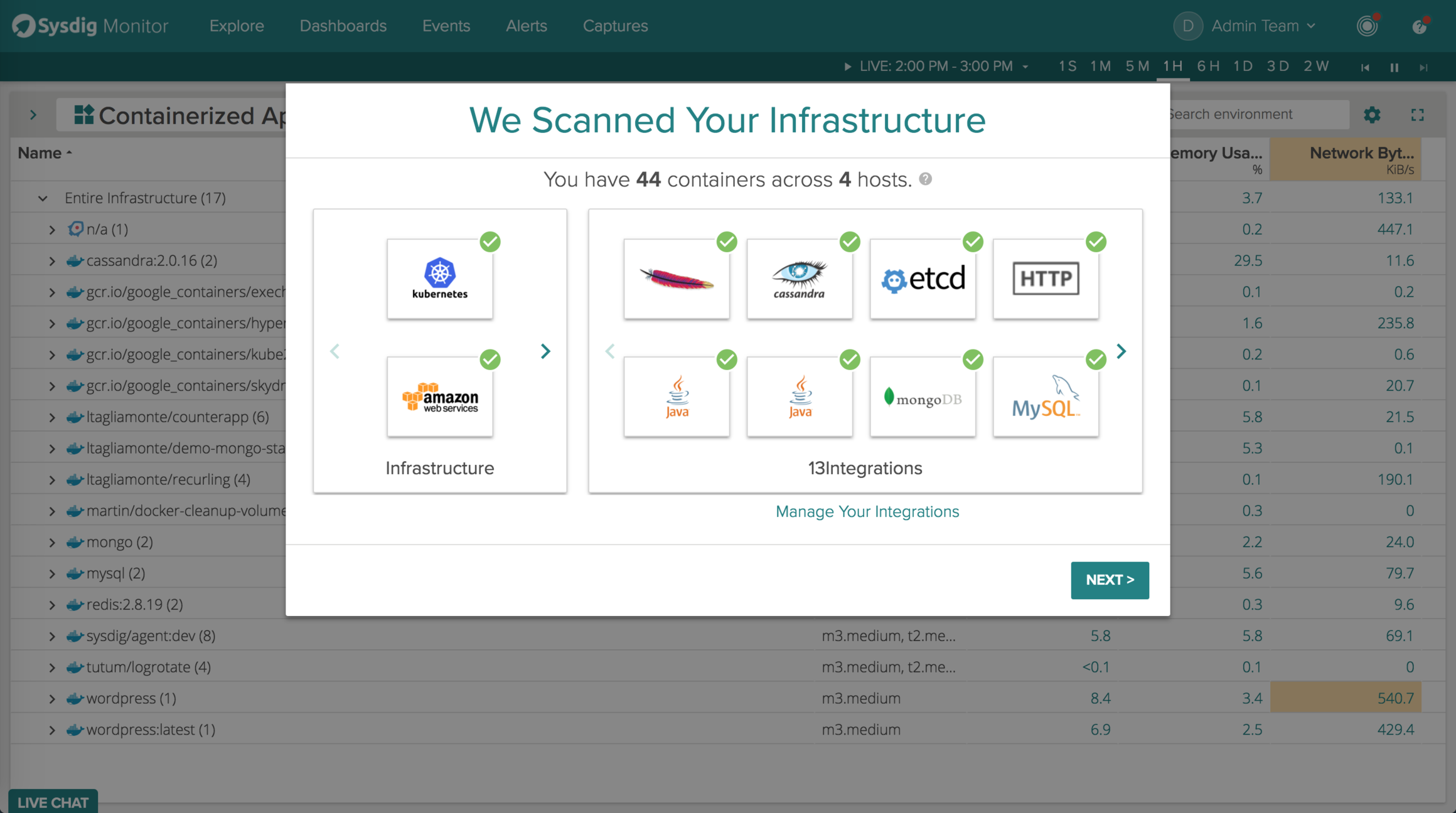 Onboarding infrastructure scan