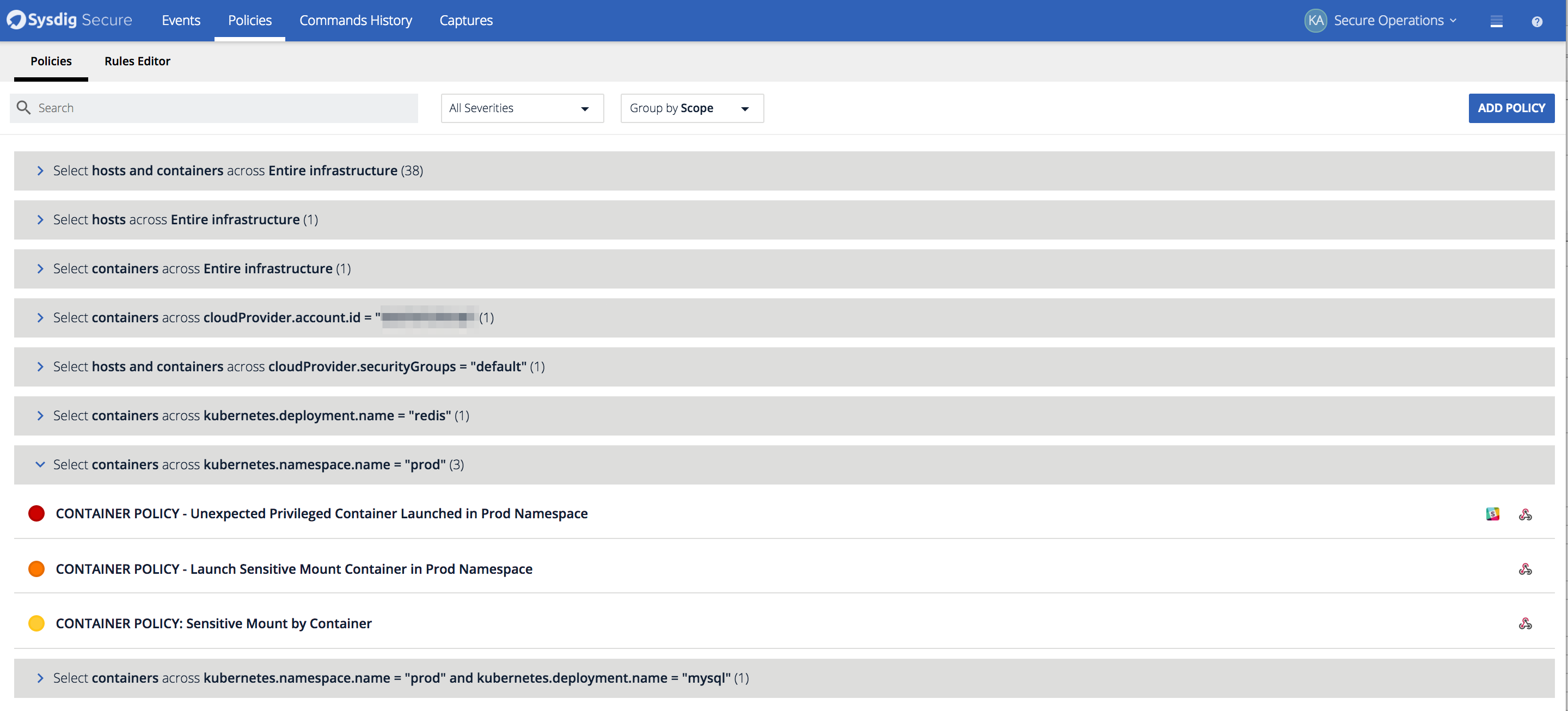 Policy Events Grouped by Scope